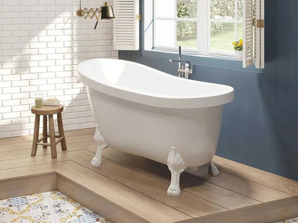 Ovaal Eilandbad - Retro Stijl - 171 L - 145 X 74 X 77 Cm - Witte Leeuwenpoten - Nisos-Shower & Design Best