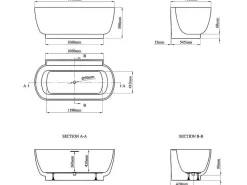 Ovaal Halfvrijstaand Bad - 240 L - 150 X 76 X 58 Cm - Wit - Acryl - Vogler-Shower & Design New