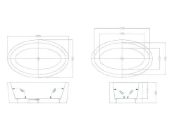 Ovaal Losstaand Bad - 251L - 185 X 90 X 58 Cm - Wit - Acryl - Marmati-Shower & Design Best