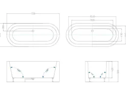 Ovaal Vrijstaand - 200 L - 170 X 80 X 58 Cm - Mat Zwart - Acryl - Neptuna-Shower & Design Sale