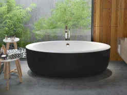Ovaal Vrijstaand Bad - 251 L - 185 X 90 X 58 Cm - Zwart - Acryl - Marmati-Shower & Design Sale