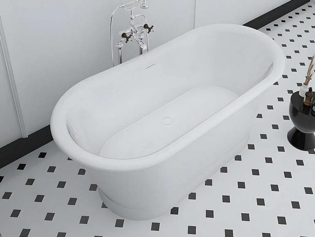Ovaal Vrijstaand Bad - Retro-Stijl - 180 L - 150 X 74 X 63 Cm - Wit - Acryl - Pelmato-Shower & Design Discount