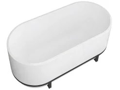 Ovaal Vrijstaand Bad Met Metalen Decoratie - 230 L - 160 X 75 X 60 Cm - Wit - Acryl - Pleco-Shower & Design Sale