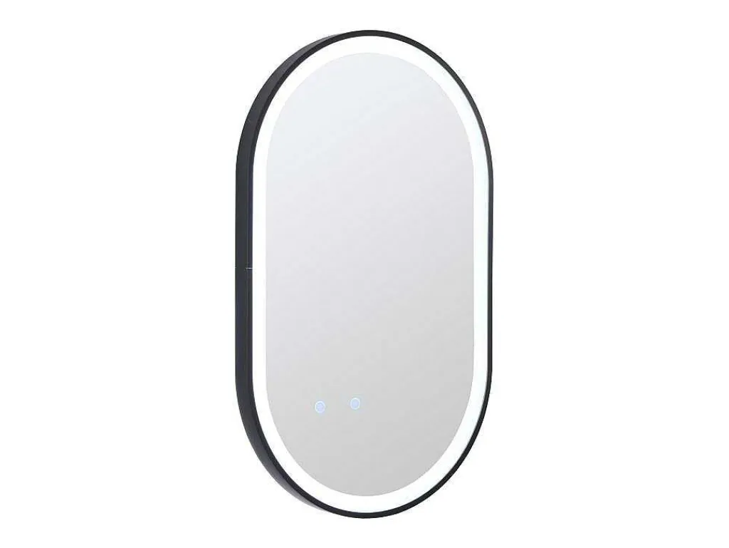 Ovale Badkamerspiegel Met Verlichting Dampwerend Met Zwarte Lijst 60 X 90 Cm Alarico-OZAIA Outlet