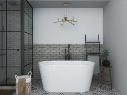 Ovalen Losstaand Bad - 180 L - 130 X 71 X 58 Cm - Wit - Acryl - Apogon-Shower & Design New