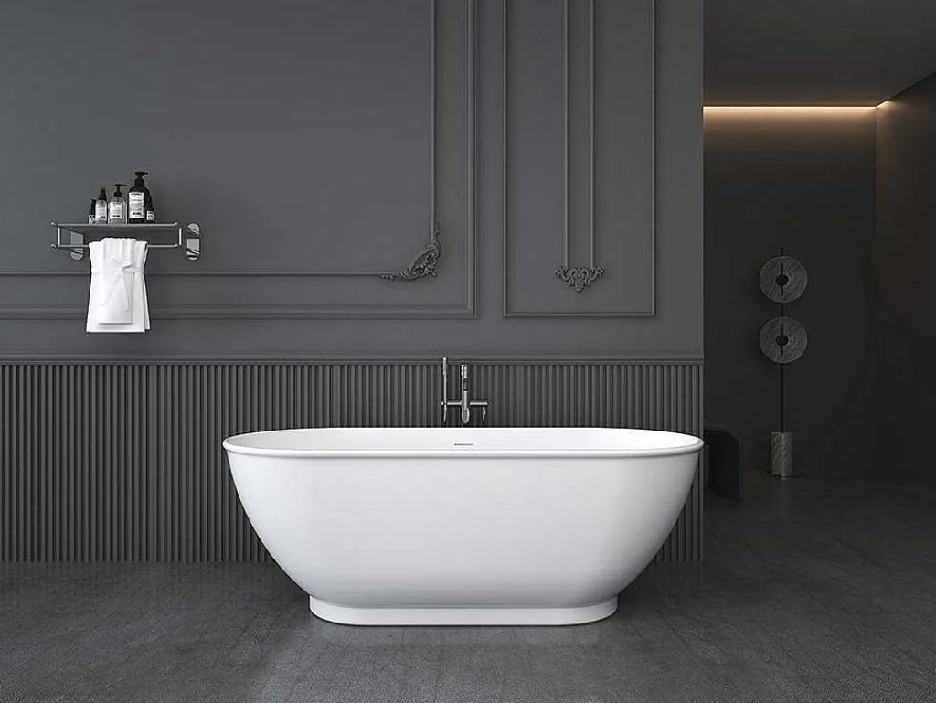 Ovalen Vrijstaand Bad - 240 L - 170 X 75 X 60 Cm - Wit - Acryl - Mobula-Shower & Design Online