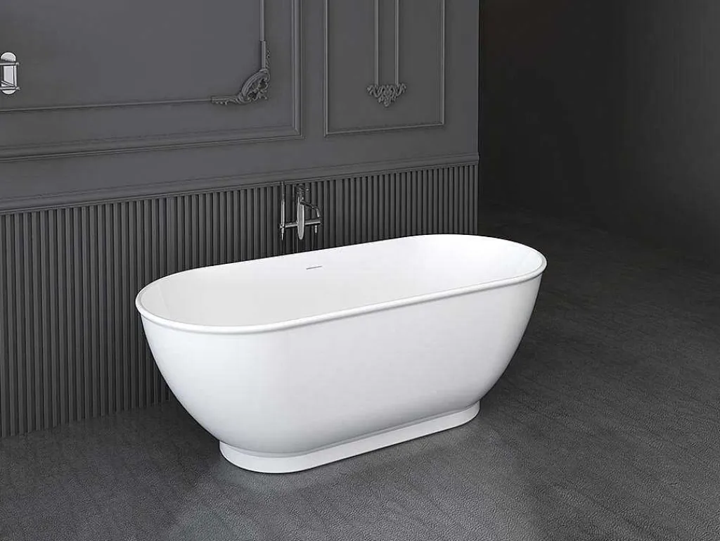 Ovalen Vrijstaand Bad - 240 L - 170 X 75 X 60 Cm - Wit - Acryl - Mobula-Shower & Design Online