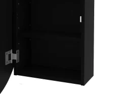 Ovalen Wandmeubel Voor Badkamer Met Spiegel - Ruri - Zwart-Vente-unique New