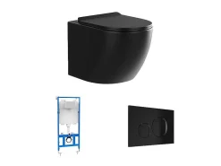 Pakket Zwevend Toilet Mat Zwart Met Frame En Drukplaat - Javoine-Vente-unique Best