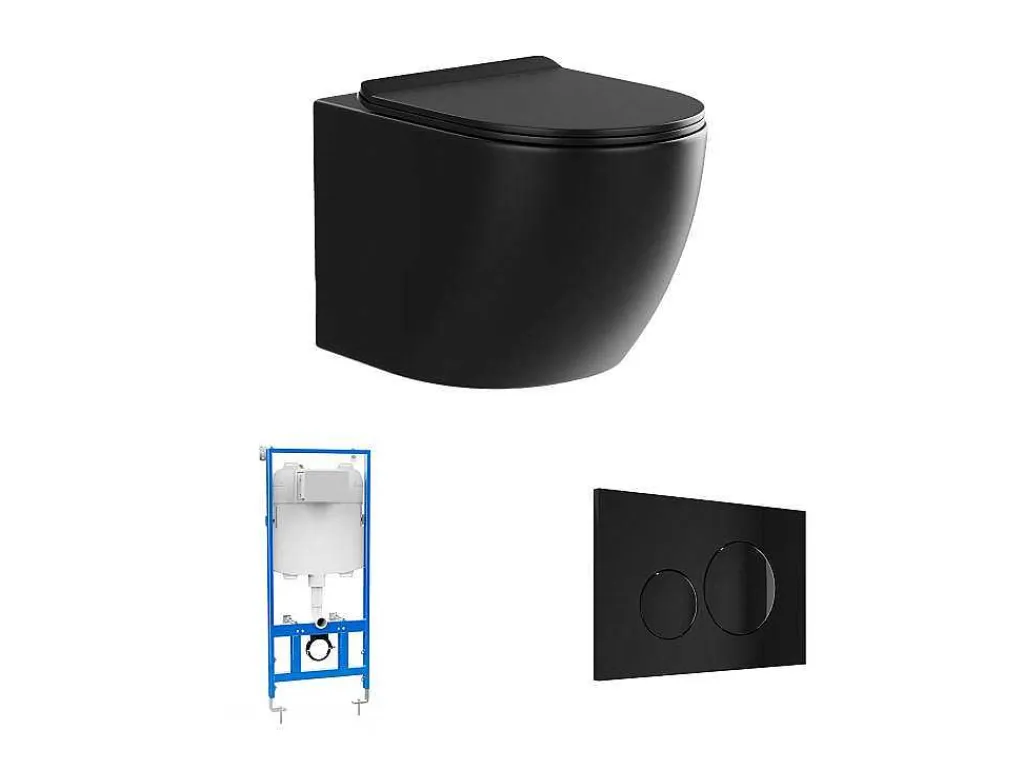 Pakket Zwevend Toilet Mat Zwart Met Frame En Drukplaat - Javoine-Vente-unique Best