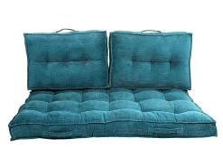 Palletkussen - 120 X 80 X 10 Cm - Ribfluweel - Blauw - Baila-OZAIA Discount