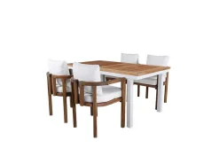 Panama Tuinmeubelset Tafel 90X152/210Cm En 4 Stoel Erica Naturel, Wit.-Vente-unique Sale