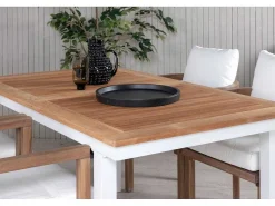 Panama Tuinmeubelset Tafel 90X152/210Cm En 4 Stoel Erica Naturel, Wit.-Vente-unique Sale