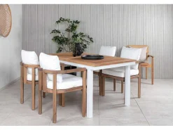 Panama Tuinmeubelset Tafel 90X152/210Cm En 4 Stoel Erica Naturel, Wit.-Vente-unique Sale