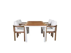 Panama Tuinmeubelset Tafel 90X152/210Cm En 4 Stoel Erica Naturel, Wit.-Vente-unique Sale