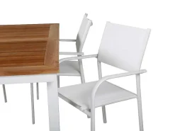 Panama Tuinmeubelset Tafel 90X152/210Cm En 4 Stoel Santorini Wit, Naturel.-Vente-unique Sale
