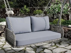 Pe Rotan Hangstoel - Tuinschommel - 2 Plaatsen - Met Kussens - Grijs-ModernLuxe Outlet