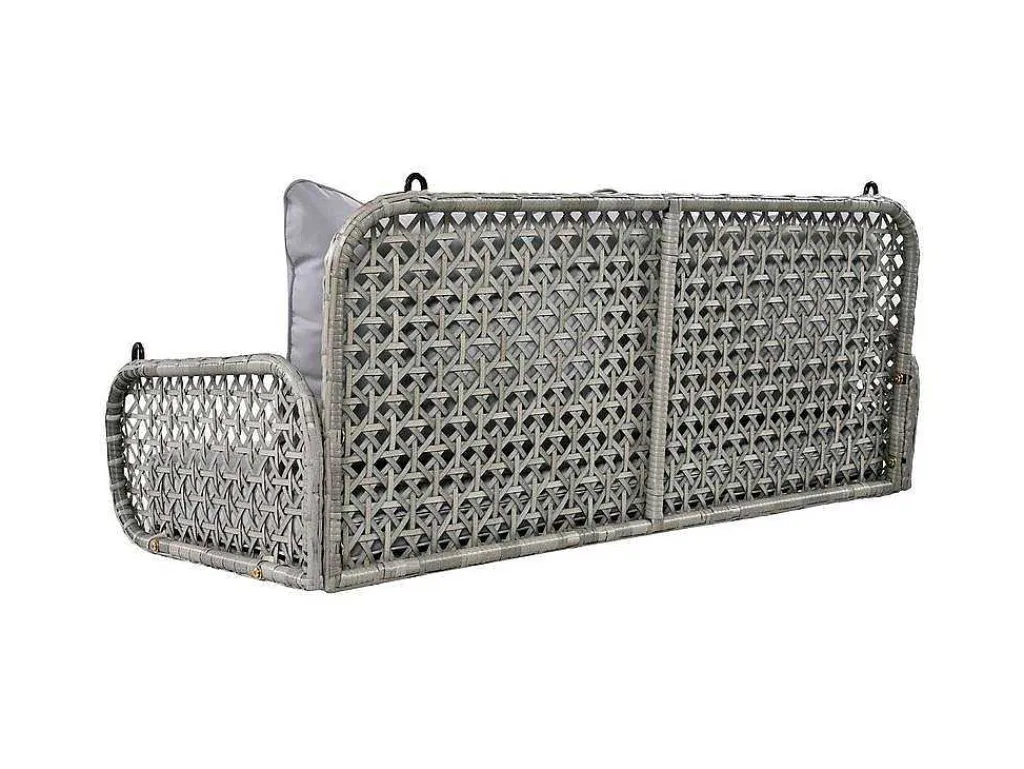 Pe Rotan Hangstoel - Tuinschommel - 2 Plaatsen - Met Kussens - Grijs-ModernLuxe Outlet