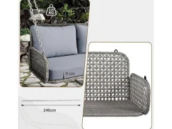 Pe Rotan Hangstoel - Tuinschommel - 2 Plaatsen - Met Kussens - Grijs-ModernLuxe Outlet