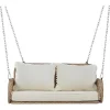 Pe Rotan Hangstoel - Tuinschommel - 2 Plaatsen - Met Kussens - Beige-ModernLuxe Discount