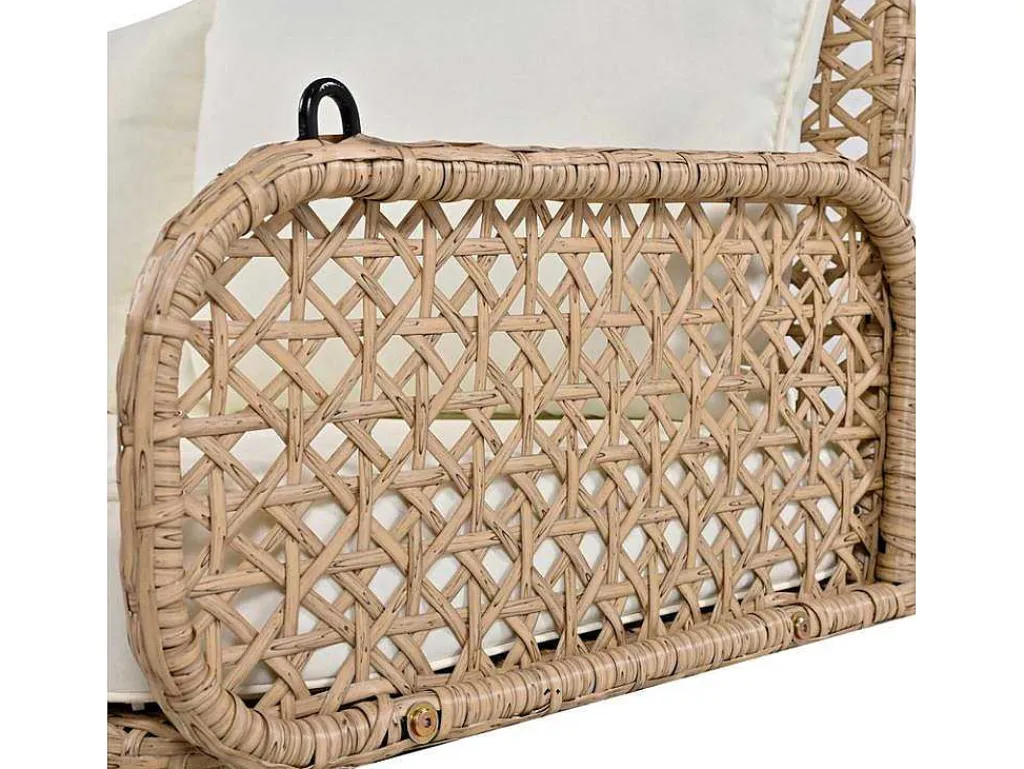 Pe Rotan Hangstoel - Tuinschommel - 2 Plaatsen - Met Kussens - Beige-ModernLuxe Discount