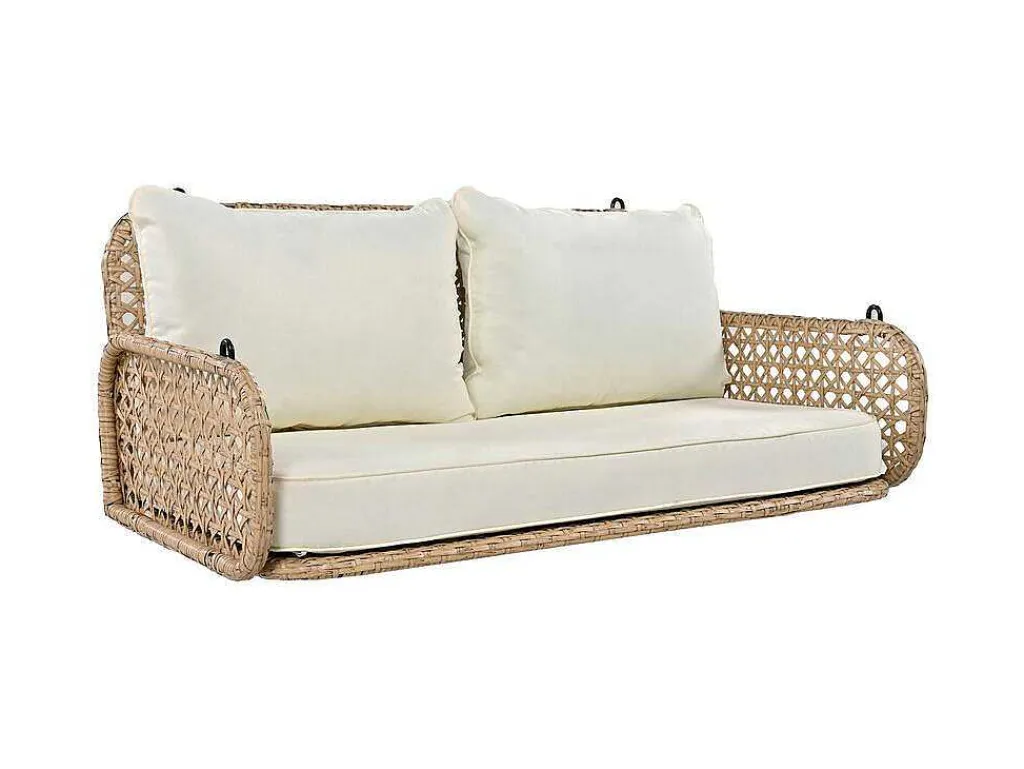 Pe Rotan Hangstoel - Tuinschommel - 2 Plaatsen - Met Kussens - Beige-ModernLuxe Discount