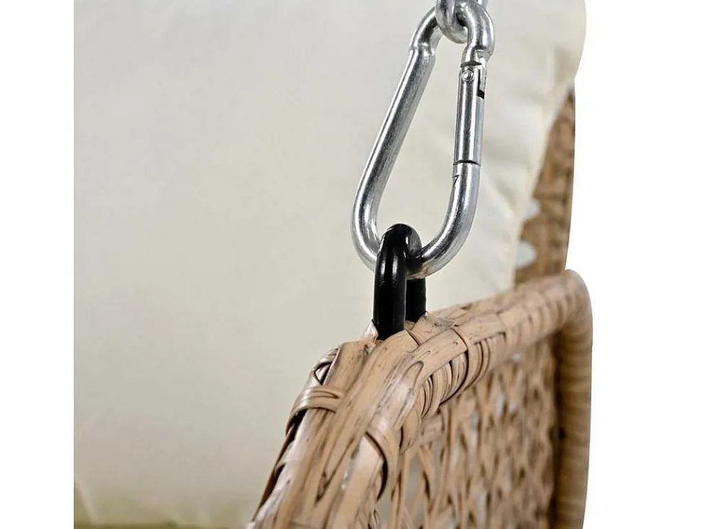 Pe Rotan Hangstoel - Tuinschommel - 2 Plaatsen - Met Kussens - Beige-ModernLuxe Discount