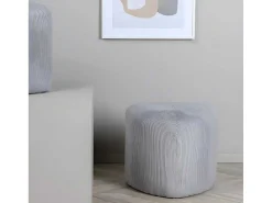 Peg Poef, Hocker O46Cm Fluweel Grijs.-Venture Home New
