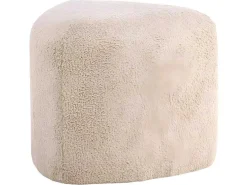 Peg Poef, Hocker O46Cm Teddystof Beige.-Venture Home Discount