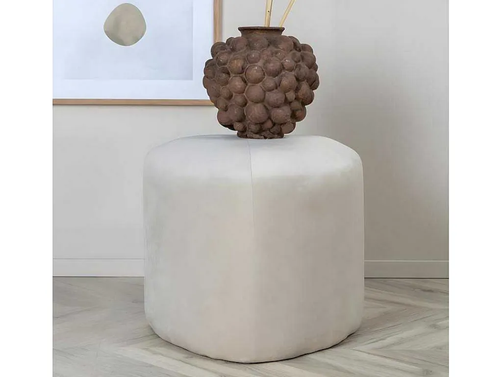 Peg Poef, Hocker O46Cm Velours Wit.-Venture Home Sale