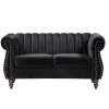 2-Persoons Zwarte Fluwelen Chesterfield Zitbank Trumbo-Vente-unique Outlet