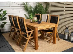 Peter Tuinstoel 5 Pos. Instelbaar Zwart, Acacia.-Vente-unique New