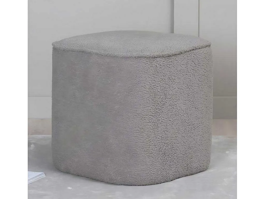 Piff Poef, Hocker O44Cm Teddystof Grijs.-Venture Home Online