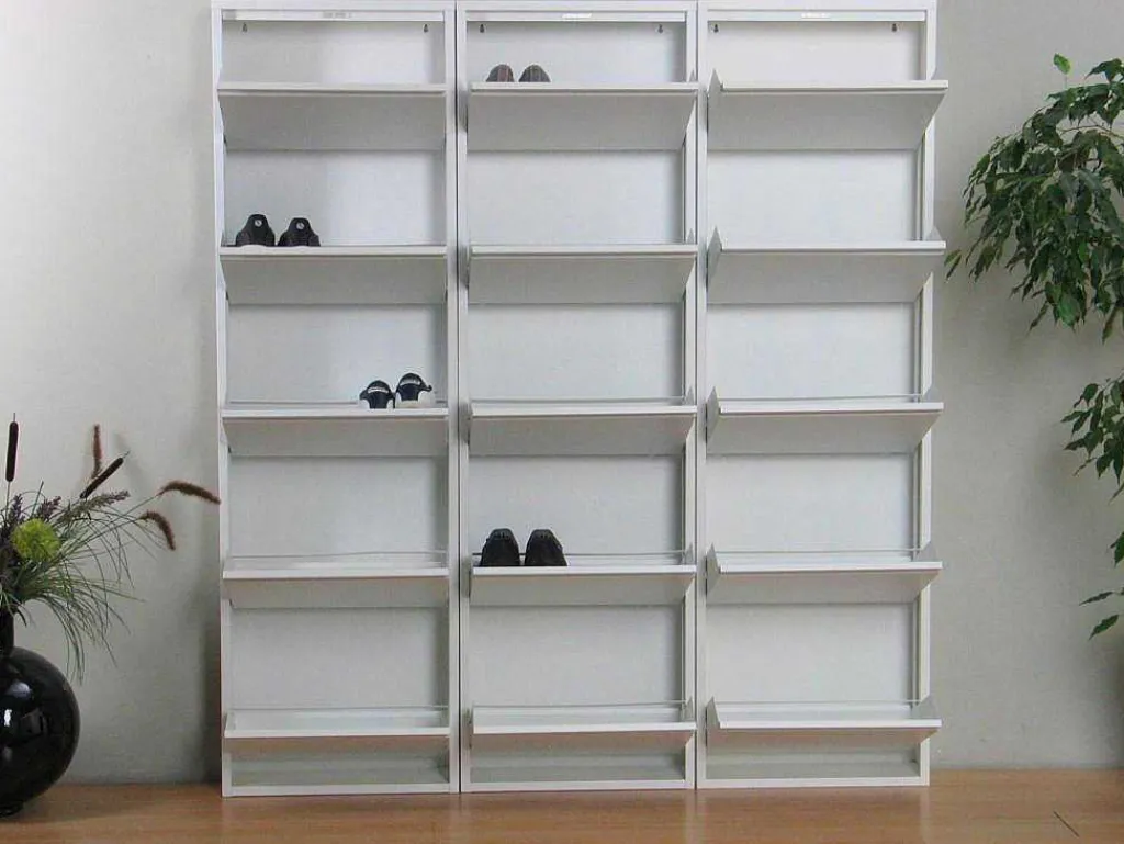 Pisa Schoenenkast Wit Metaal Met 5 Vakken - Set Van 3.-Vente-unique
