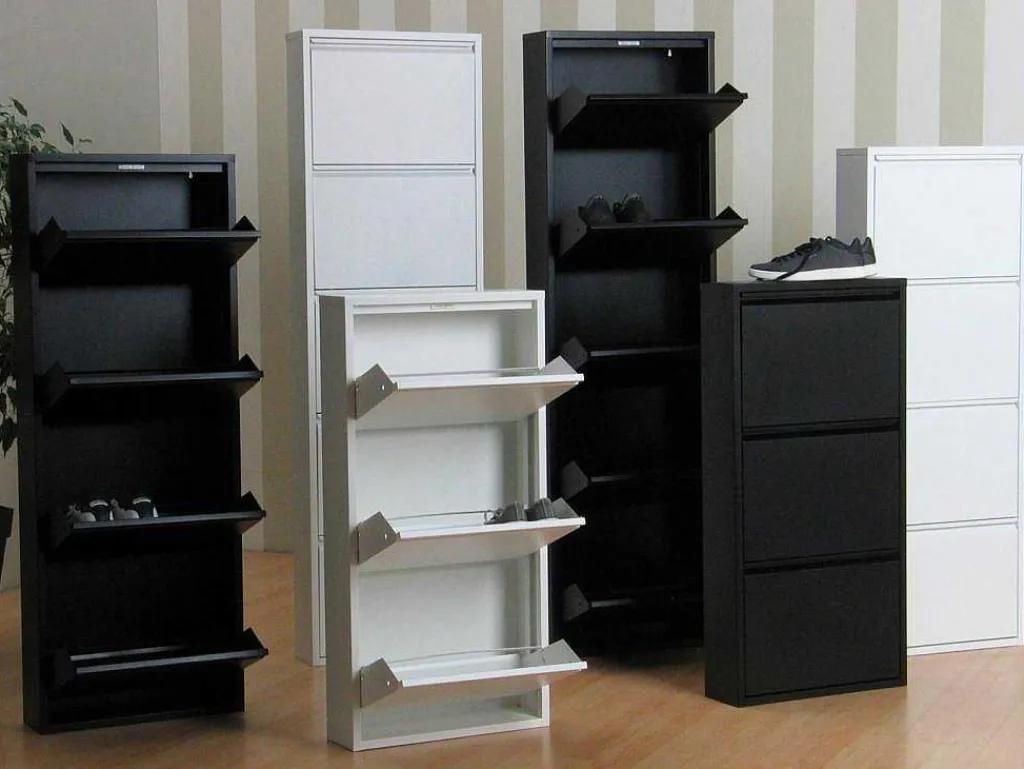 Pisa Schoenenkast Wit Metaal Met 5 Vakken - Set Van 3.-Vente-unique