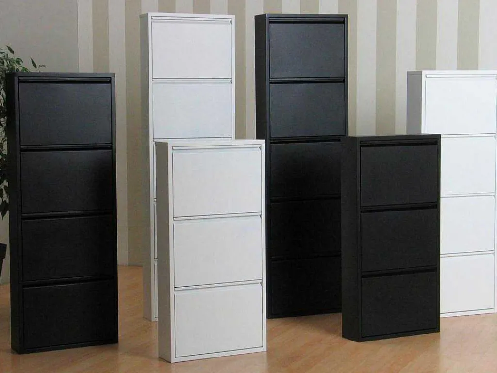 Pisa Schoenenkast Wit Metaal Met 5 Vakken - Set Van 2.-Vente-unique Sale