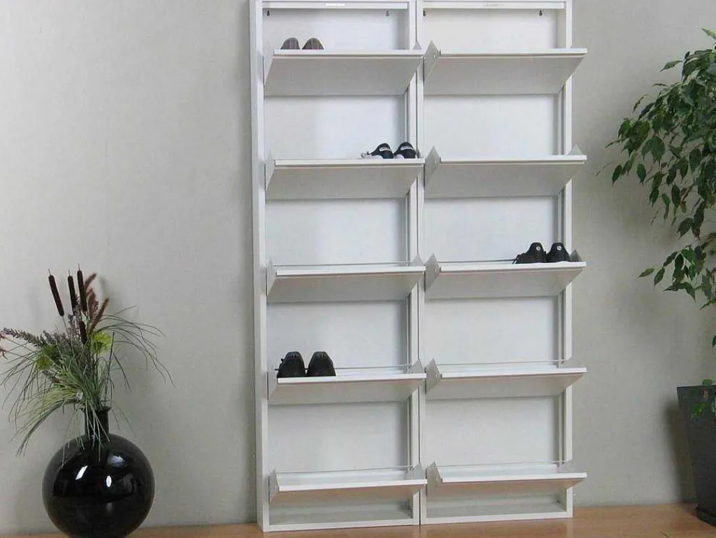 Pisa Schoenenkast Wit Metaal Met 5 Vakken - Set Van 2.-Vente-unique Sale