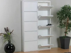 Pisa Schoenenkast Wit Metaal Met 5 Vakken - Set Van 2.-Vente-unique Sale