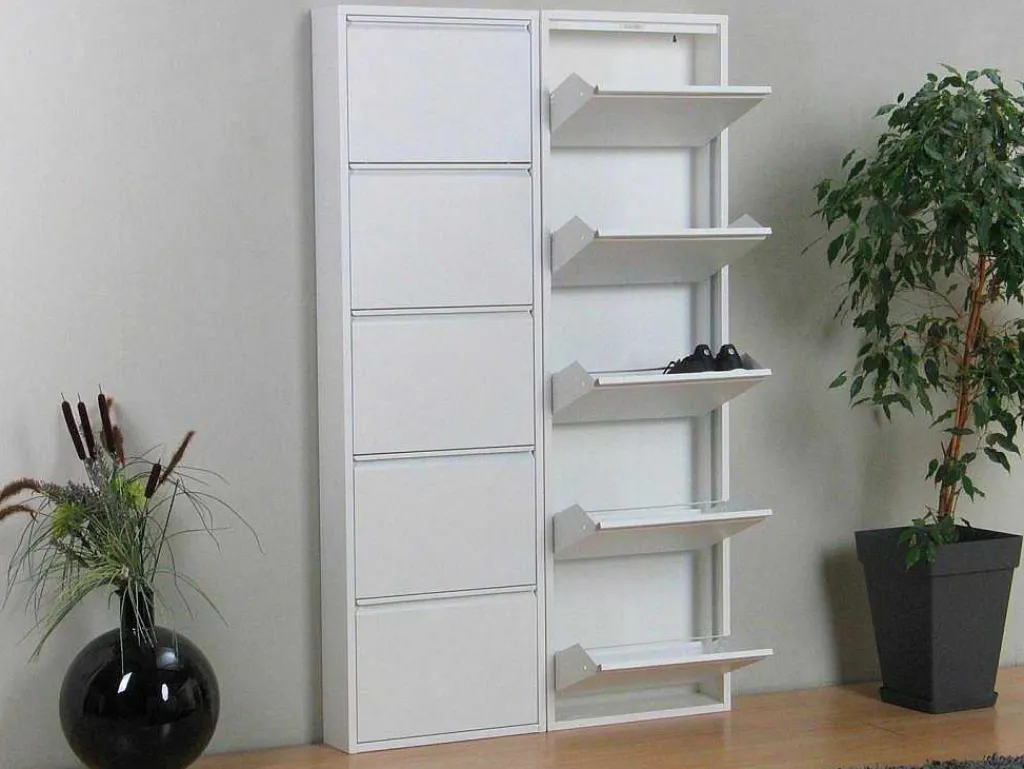 Pisa Schoenenkast Wit Metaal Met 5 Vakken - Set Van 2.-Vente-unique Sale