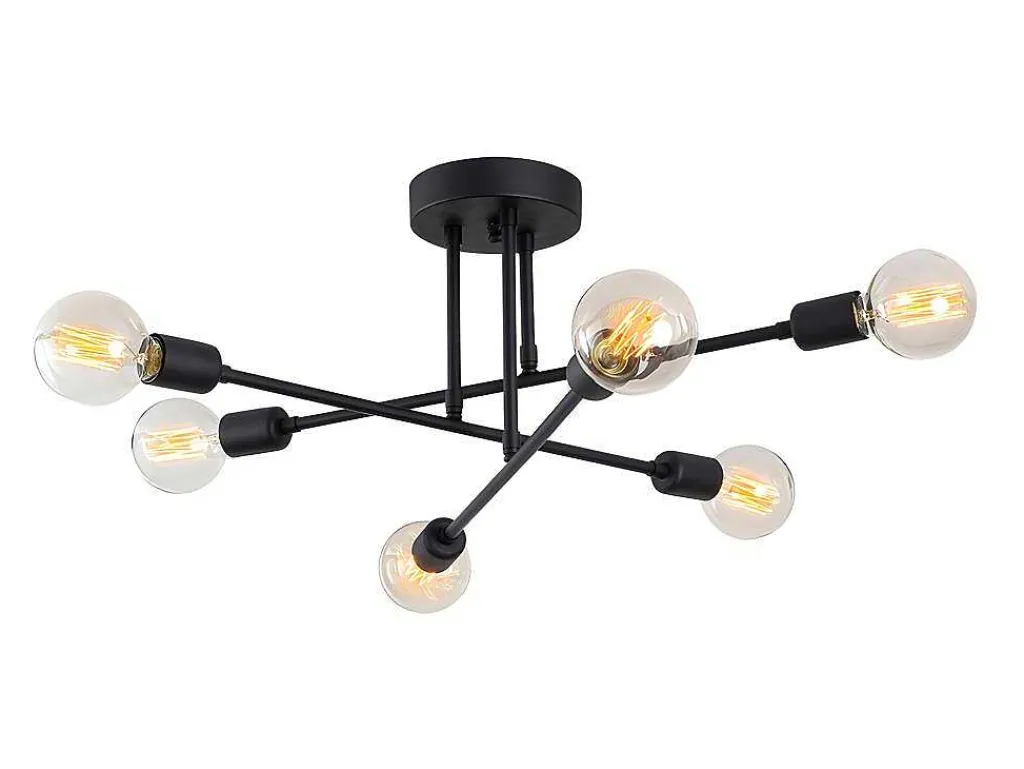 Plafondlamp Van Metaal Flowera - 3 Armen - L64 Cm X H30 Cm - Zwart-OZAIA