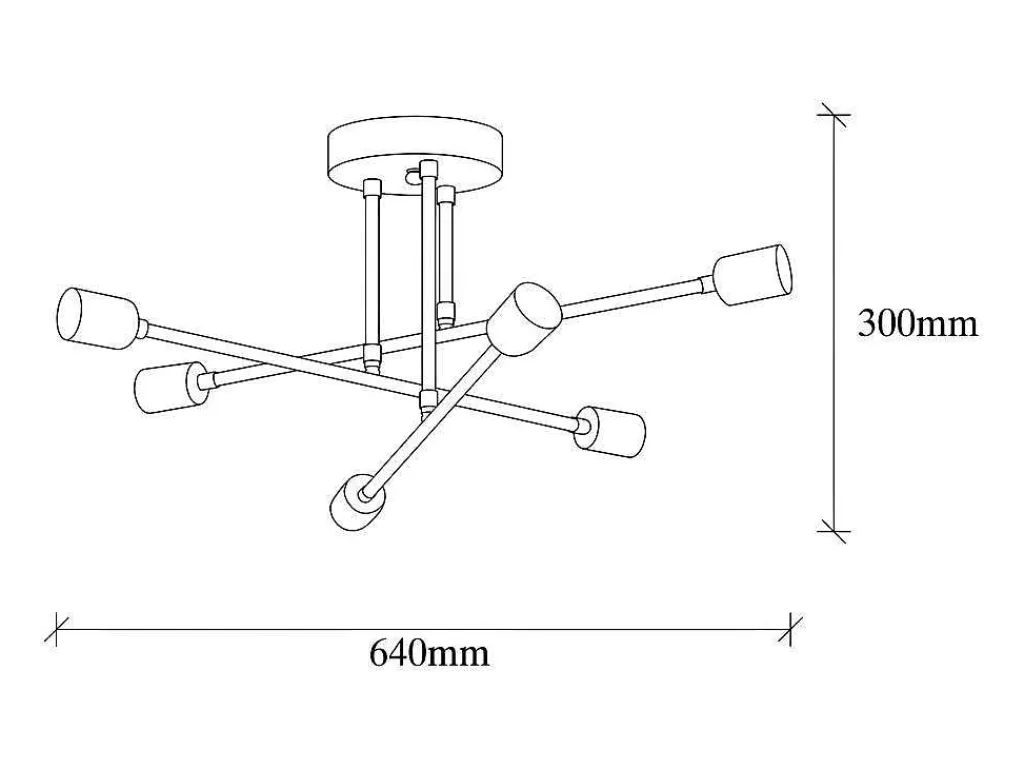 Plafondlamp Van Metaal Flowera - 3 Armen - L64 Cm X H30 Cm - Zwart-OZAIA