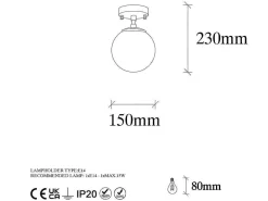 Plafondlamp Van Metaal Met Bol -D. 15 Cm X H. 23 Cm - Vintage - Barlati-OZAIA Discount