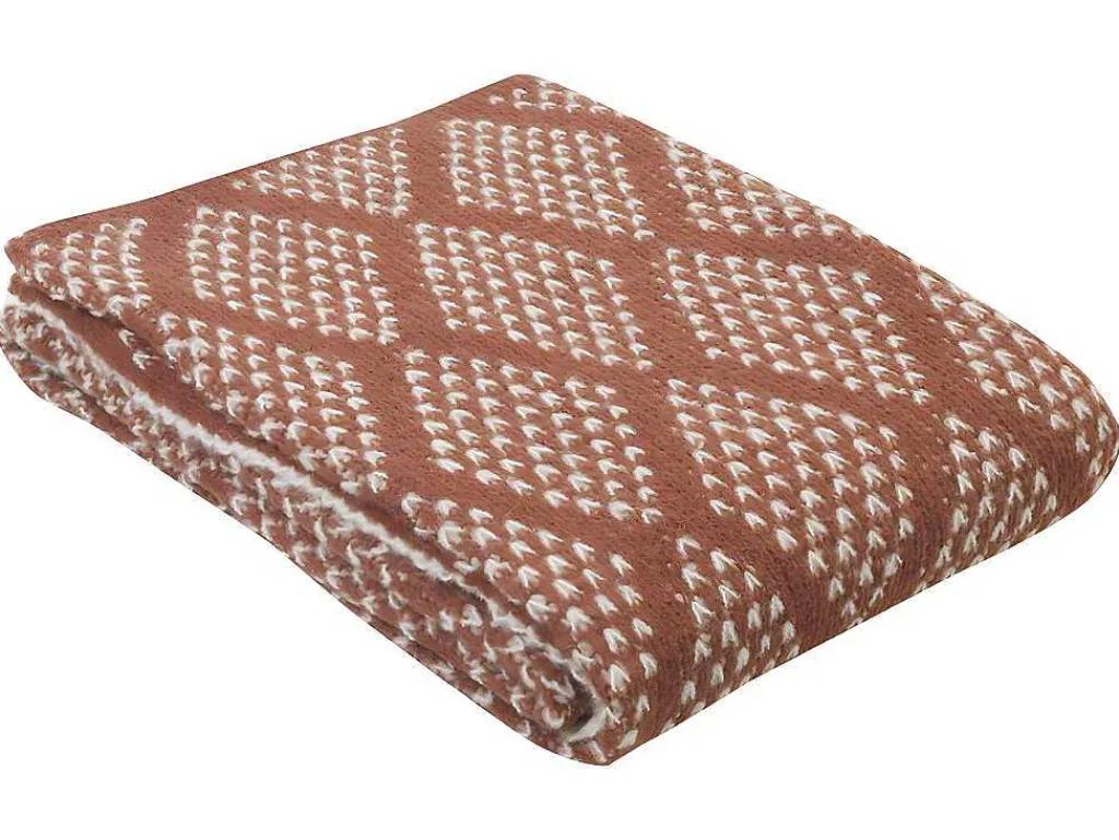 Plaid Oyace - Acryl En Wol - 130 X 170 Cm - Ivoor En Rood-OZAIA Clearance