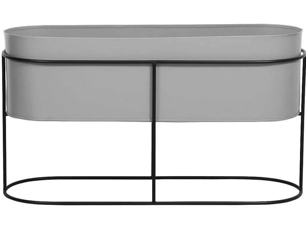 Plantenbak Voor Binnen Op Poten - L74 X H40 Cm - Metaal - Lichtgrijs - Ravina-OZAIA Outlet