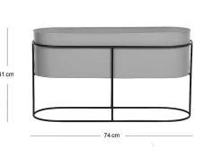 Plantenbak Voor Binnen Op Poten - L74 X H40 Cm - Metaal - Lichtgrijs - Ravina-OZAIA Outlet