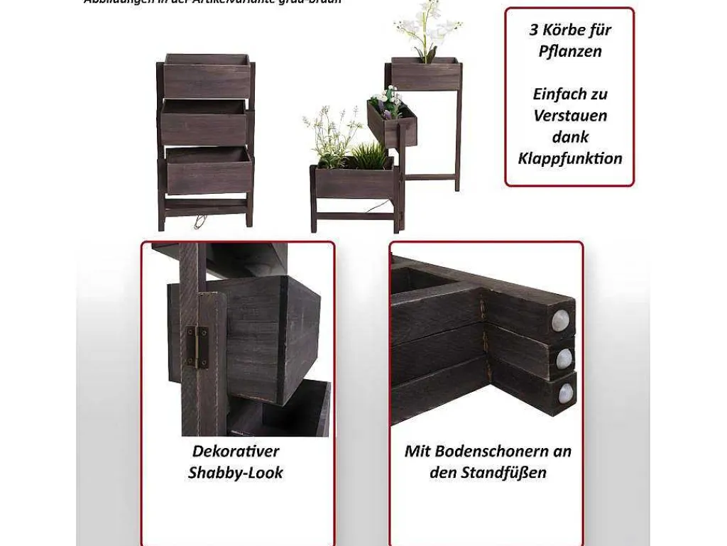 Plantenrek Staand Rek, Bruin-Vente-unique Clearance