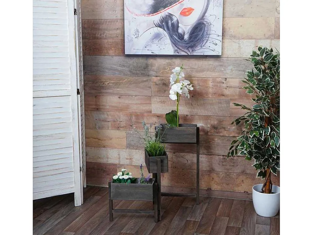 Plantenrek Staand Rek, Grijsbruin-Vente-unique Clearance