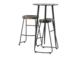 Plaza Barmeubelset Bartafel Zwart En 2 Ozark Barstoelen Naturel.-Vente-unique Sale