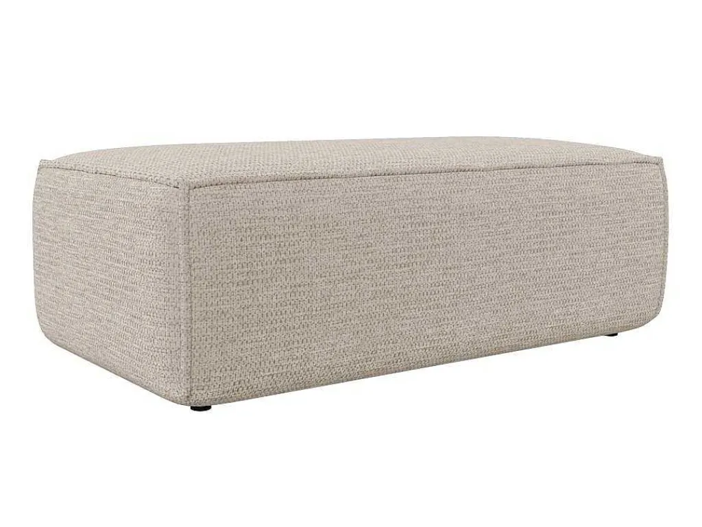 Poef In Beige Textuurstof Amelia-Vente-unique Outlet