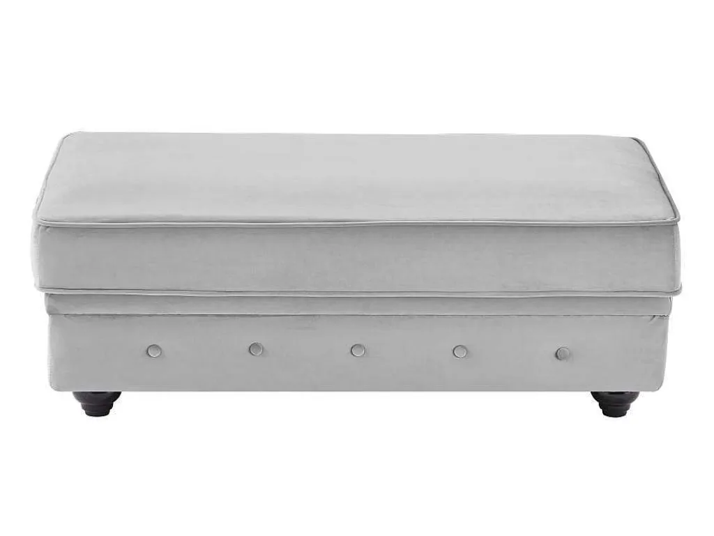 Poef Met Opbergruimte Van Lichtgrijs Velours Chesterfield-Vente-unique New